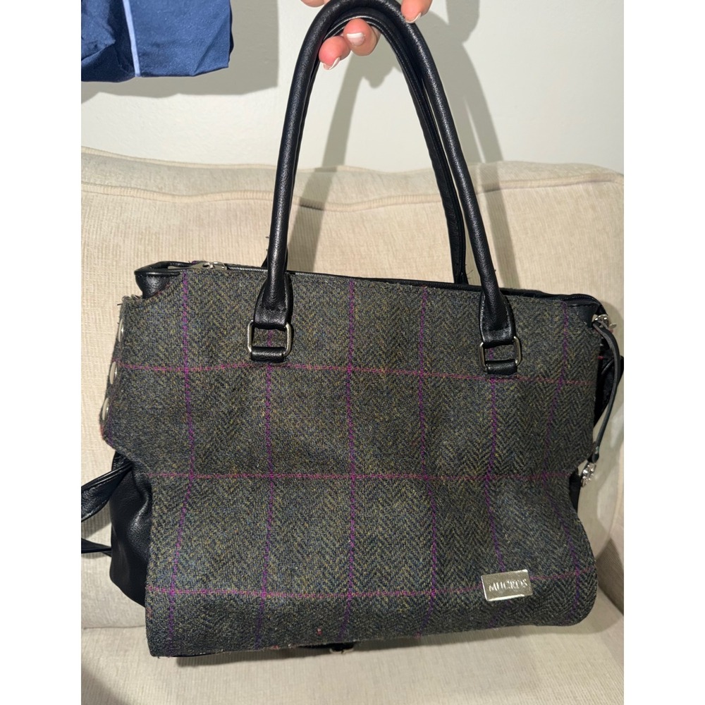 Mucros Weavers Ireland Plaid Wool Tweed Satchel Bag